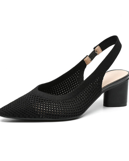 Hollow-out Knitted Closed Toe Back Empty Strap Sandals Pointed Toe