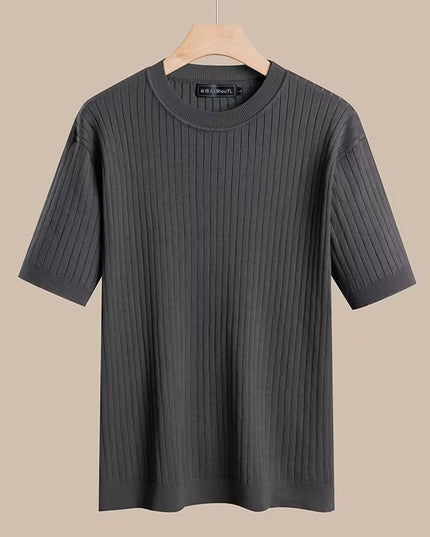 Solid Color Printing Knitted Half Sleeve Top