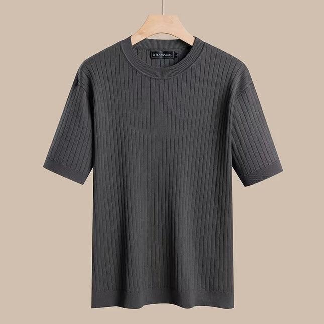 Solid Color Printing Knitted Half Sleeve Top