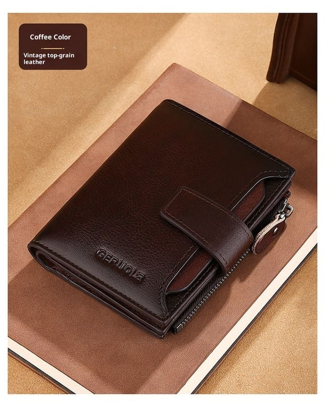 Men's Short Large Capacity Multiple Card Slots Multifunctional Zipper Small Wallet