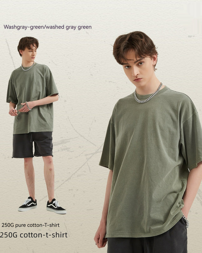 Men's Retro Washed Distressed Short Sleeve Fashion Brand