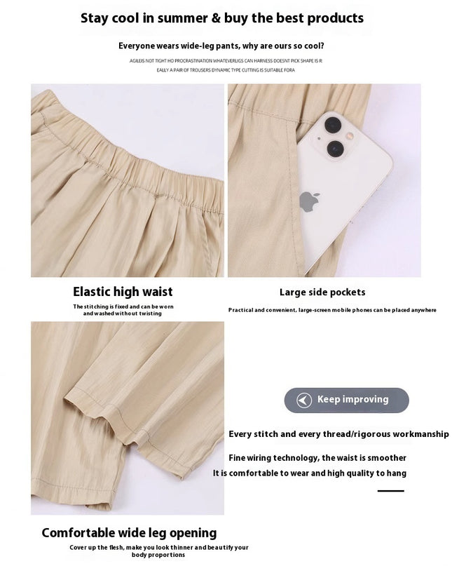 Loose Drape Casual Straight-leg Thin Ice Silk Wide-leg Pants