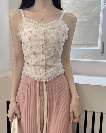 Sweet Lace Floral Small Sling Beauty Back Vest