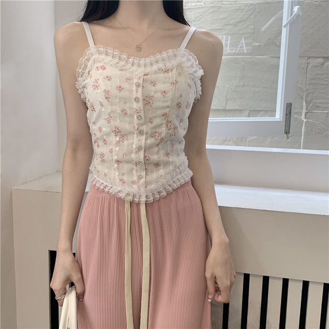 Sweet Lace Floral Small Sling Beauty Back Vest