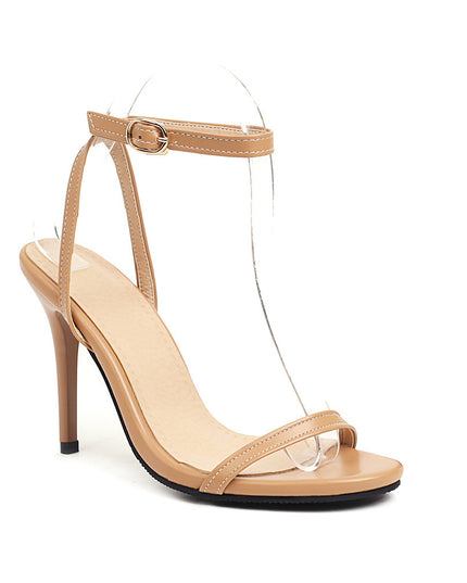 Sexy Stiletto Heel Super High Buckle Hollow-out Solid Color Sandals