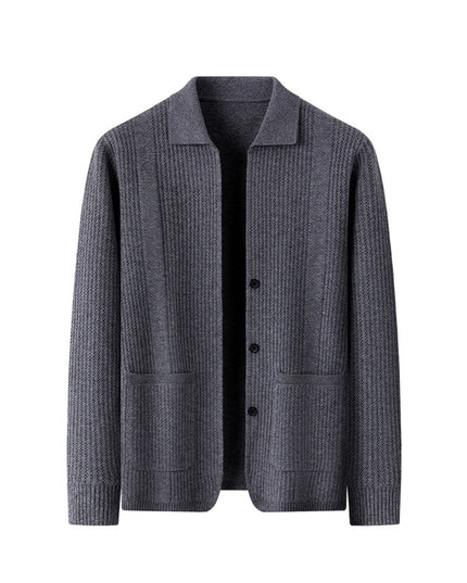 Pure Color Knitted Cardigan For Young Men Korean Style Sweater Lapel