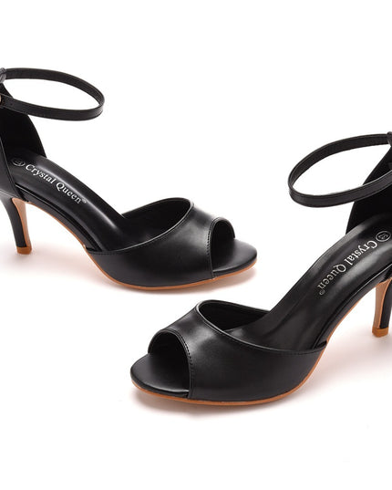 7cm Peep-toe High-heeled Sandals Shallow Mouth Buckle Plus Size