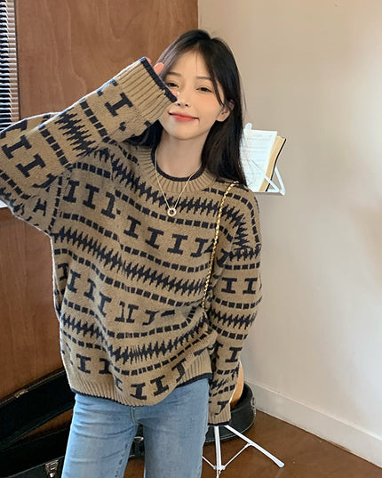 Women's Sweater Retro Lazy Style Trendy Anti-aging Slimming Temperament