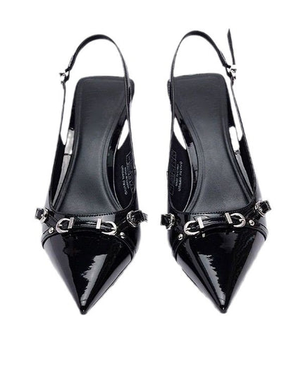Simple Metal Buckle Pointed Shallow Mouth Stiletto Heel Women's High Heel Pumps
