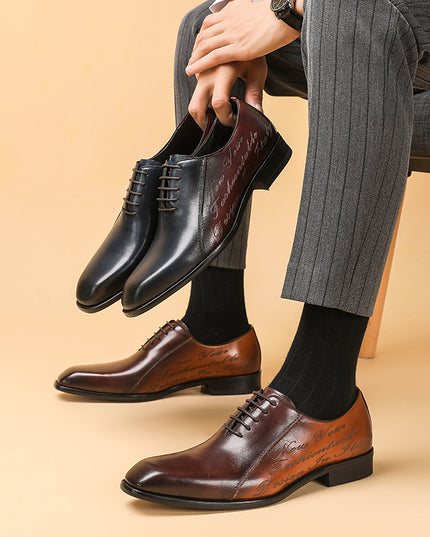 Genuine Leather Plus Size Oxford Men's Colorblock Square Toe Shoes