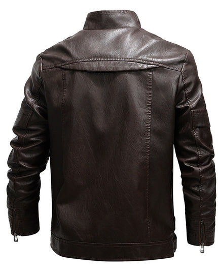 Men's Fashion Loose Lapel Leather Coat