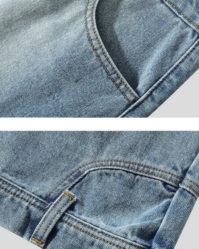 Loose Straight Bermuda Shorts Men's Blue