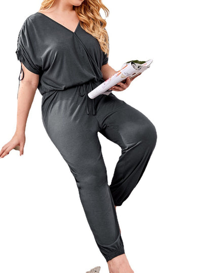 Leisure Fashion Home Wear Short-sleeved Jumpsuit