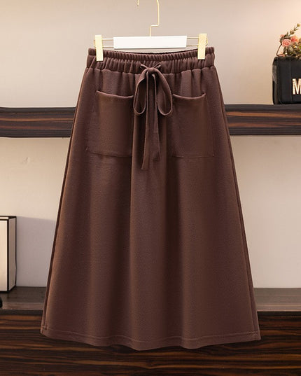 Elastic Waist Loose Slimming Autumn And Winter New Plus Size Women's Skirt
