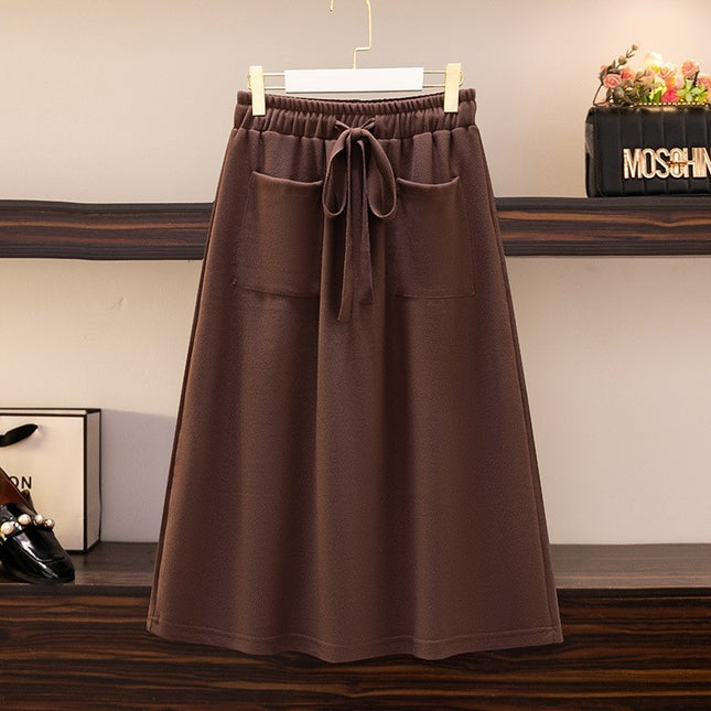 Elastic Waist Loose Slimming Autumn And Winter New Plus Size Women's Skirt