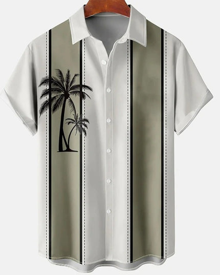 Men's Casual Slim Beach 3D Printed Short Sleeve Shirt