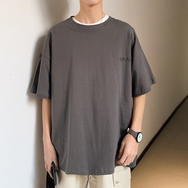 Hong Kong Style Men's Loose Couple Short-sleeved T-shirt