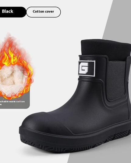 Men's Short Fashion Non-slip Waterproof Shoes Fleece-lined Platform