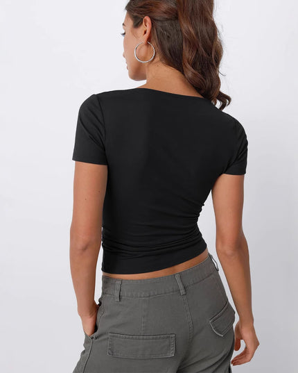 Round Neck Short Sleeve Slim Fit Hot Girl Going Out Tops