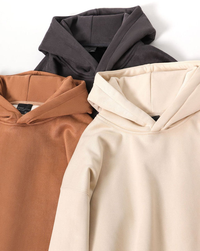 Suede No Hat Rope Hooded Sweater For Men