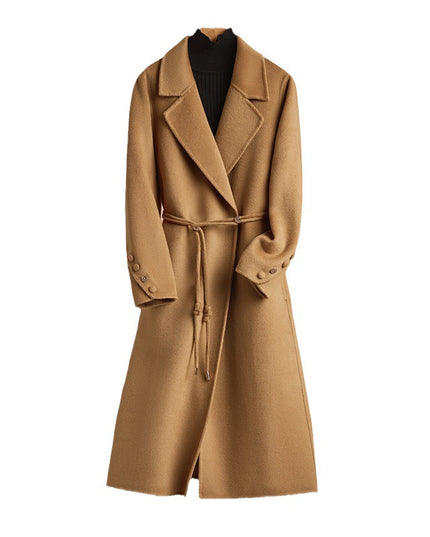 Autumn And Winter New Long Suit Collar Cashmere Coat For Women