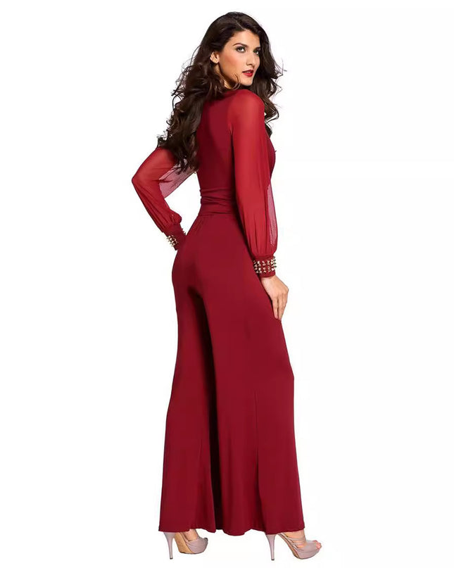 Fashion Personality Women's Rivet Straight Jumpsuit