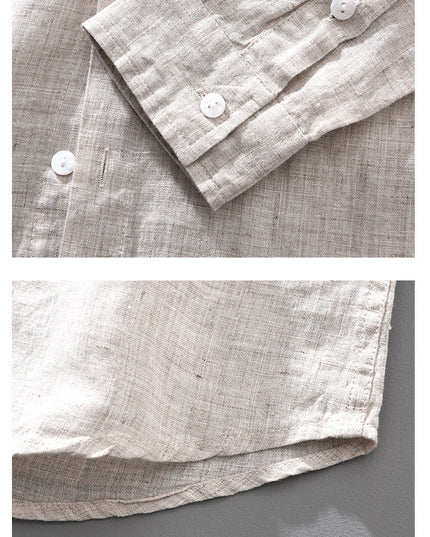 Linen Breathable Shirt Solid Color Loose Men