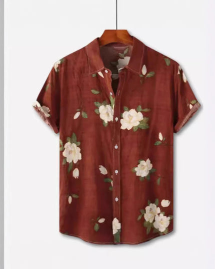 Hawaiian Printing Lapel Short Sleeve Shirt