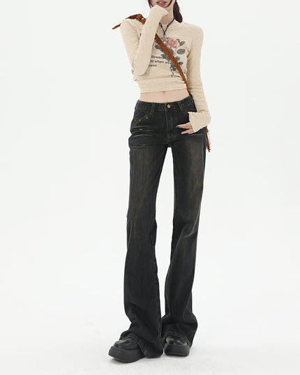 Fashionable American Retro Mop Jeans For Women