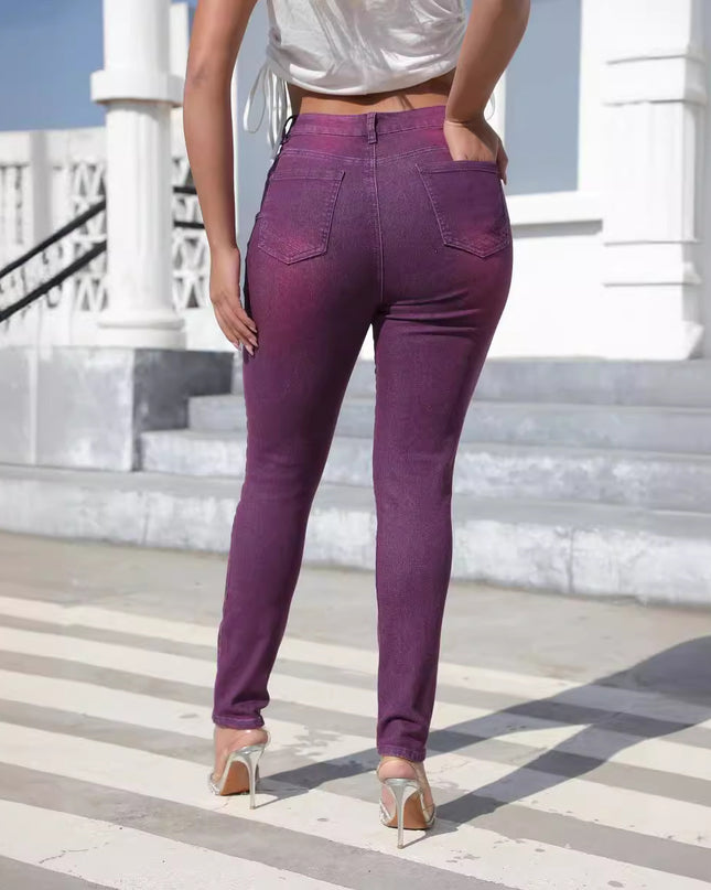 Washed Skinny Pants High Waist Women's Jeans