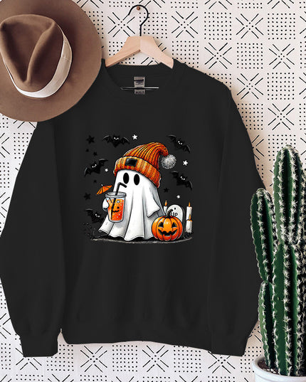 Women's Sweatshirt Halloween Ghost Pumpkin Bat Print Pullover
