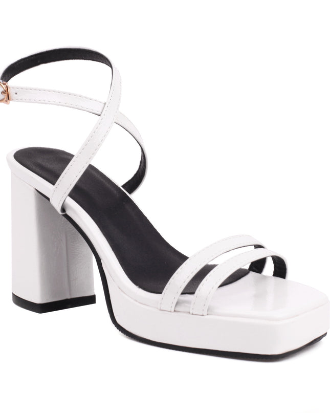 Summer Square Toe Thin Strap Buckle Wide Strap High Heels