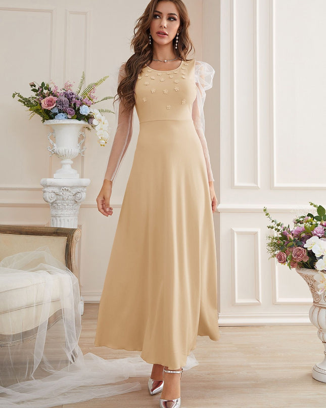 Fashion Elegant Mesh Sleeves Women's Dress