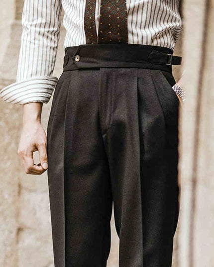 Casual High-waisted Men's Business Paris Button Straight Leg Neapolitan Sag Wear Pants