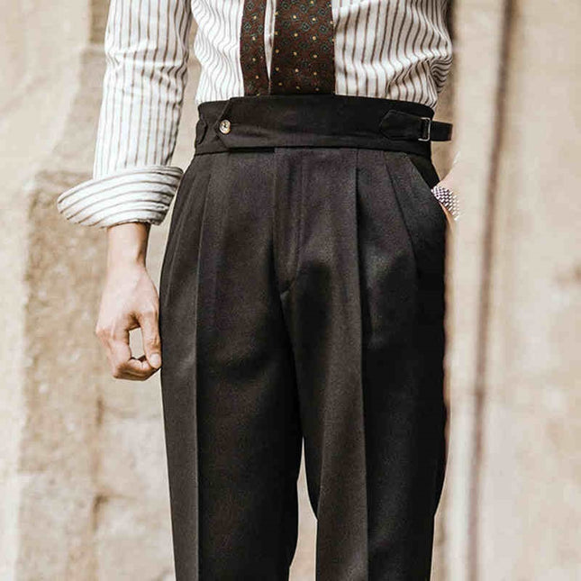 Casual High-waisted Men's Business Paris Button Straight Leg Neapolitan Sag Wear Pants