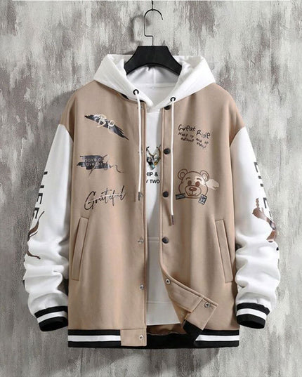Men's Baseball Uniforms Coat American High Street Pu Baggy Casual Jacket