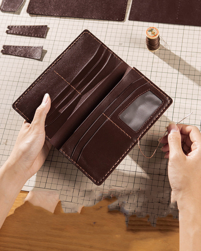 Diy Handmade Material Bag Cowhide Men's Long Wallet