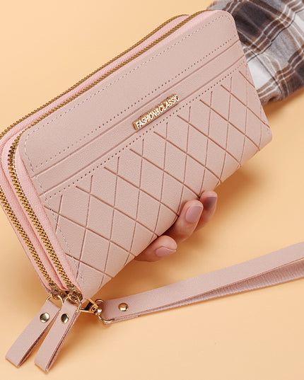 Women's Simple Double Zipper Multiple Card Slots Long Wallet