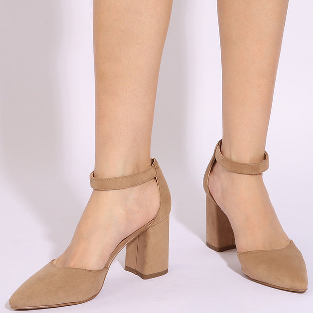 Pointed Toe Chunky Heel High Heel Shoes With Strap