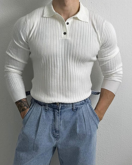 Slim-fit Long-sleeved Polo Shirt Retro Loose Half Zipper Sweater