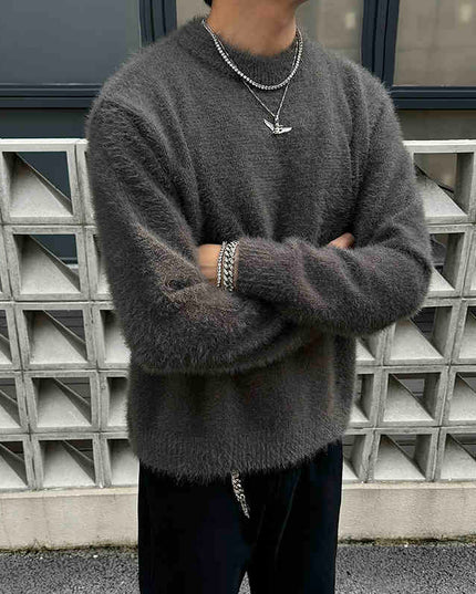 Retro Mink-like Knitted Long-sleeved Top