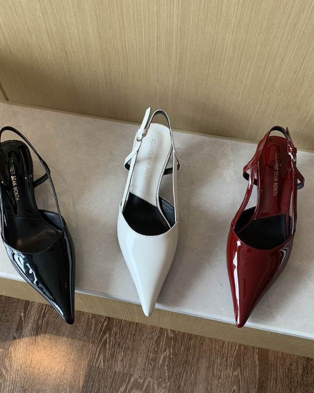 Closed Toe Sandals Women's Stiletto Heel Pointed Toe Low-cut Shoes