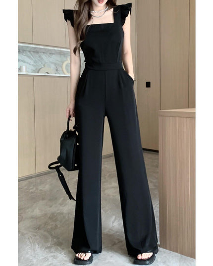Mushroom Edge Temperament Sleeveless Jumpsuit With A Drooping Feeling And Wide Leg Pants