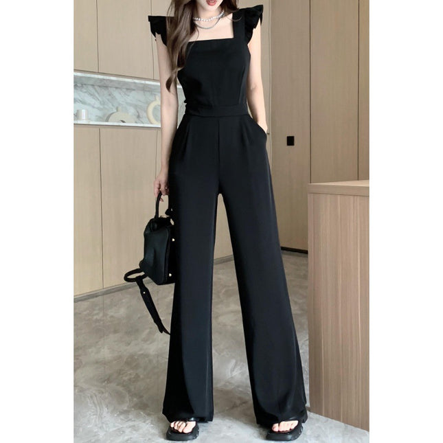 Mushroom Edge Temperament Sleeveless Jumpsuit With A Drooping Feeling And Wide Leg Pants
