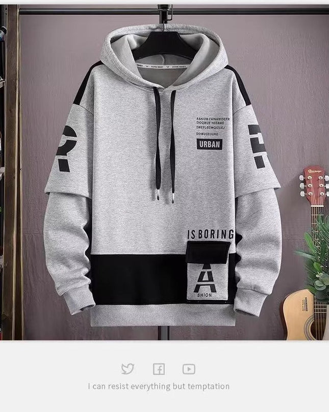 Spring And Autumn Hooded Sweater Fleece-lined Boys And Teenagers Sports Clothing