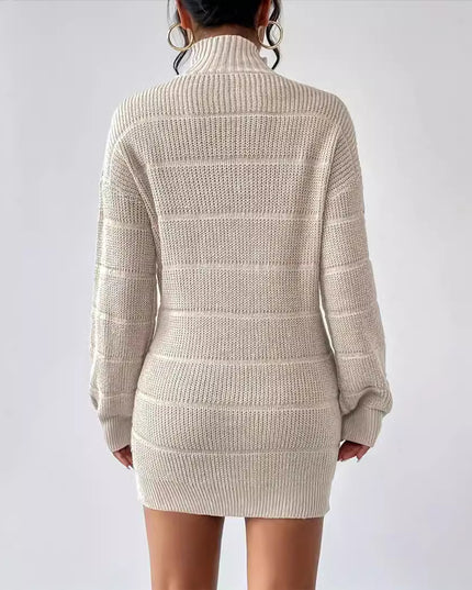 European And American Autumn And Winter Half-high Collar Knitwear Dress