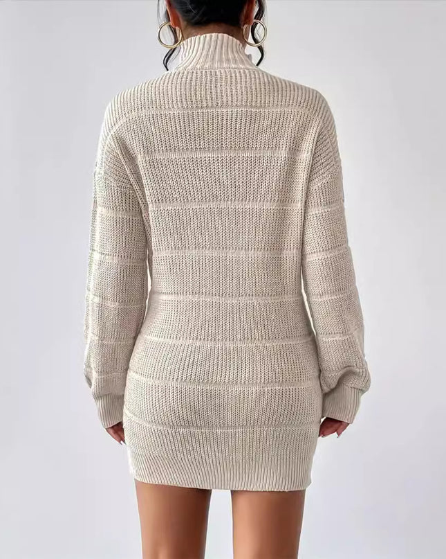 European And American Autumn And Winter Half-high Collar Knitwear Dress