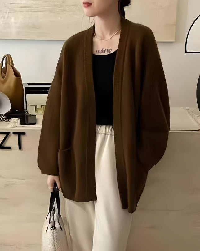 Design Pocket Knitted Cardigan Top Women's Sweater