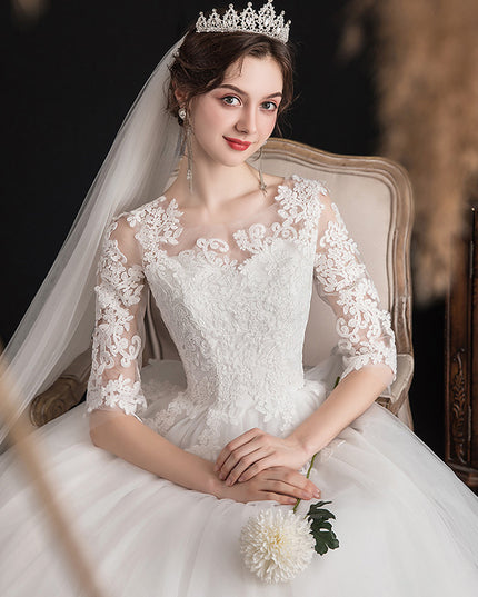 One-shoulder Dream Slim Sleeve Lace Bride