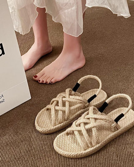 Braided Hemp Rope Sandals Female Student All-matching